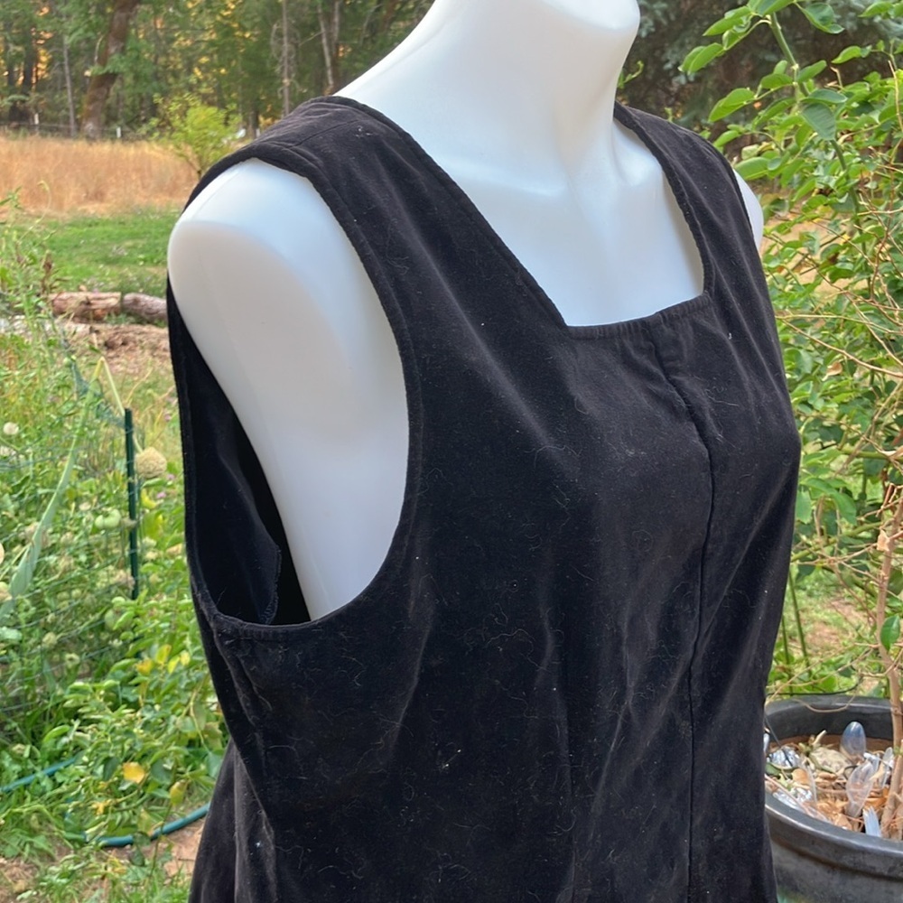 Eddie Bauer Vintage with tag Black Sleeveless velvet jumper Mini Dress Large - Picture 3 of 7